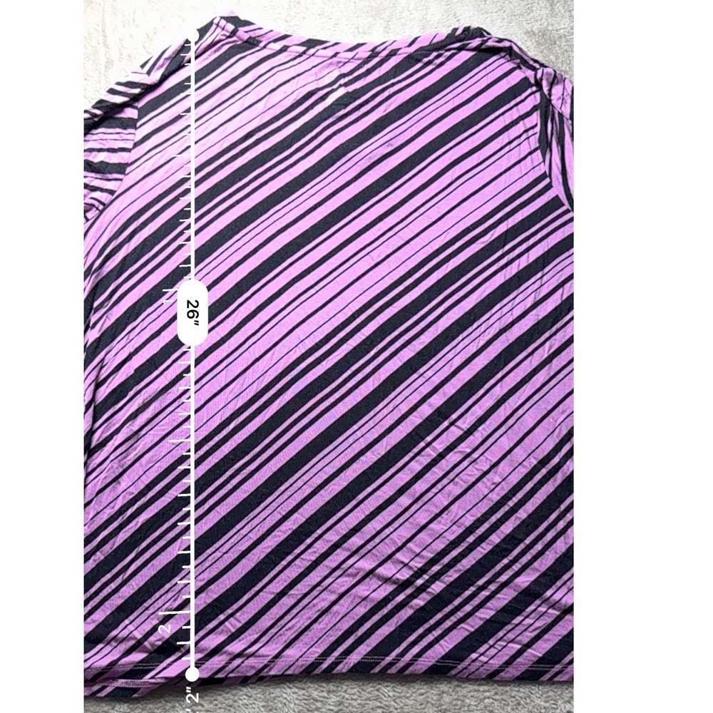 Croft & Barrow Purple Black Diagonal Stripe Keyhole Long Sleeve Top XXL y2K - Picture 5 of 6